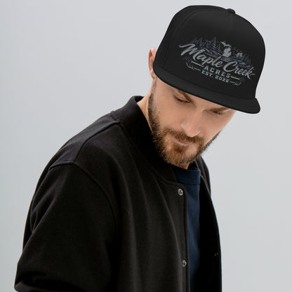 Maple Creek Acres Flat-Bill Trucker Cap in Black — front view