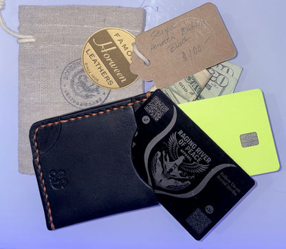 Seiya Wallet ⚫ Horween Dublin Black | Handmade Leather Minimalist Wallet