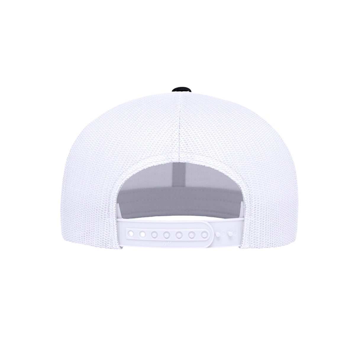 Maple Creek Acres High-Profile Trucker Cap in Black/White — back view