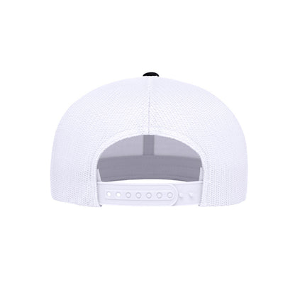 Maple Creek Acres High-Profile Trucker Cap in Black/White — back view