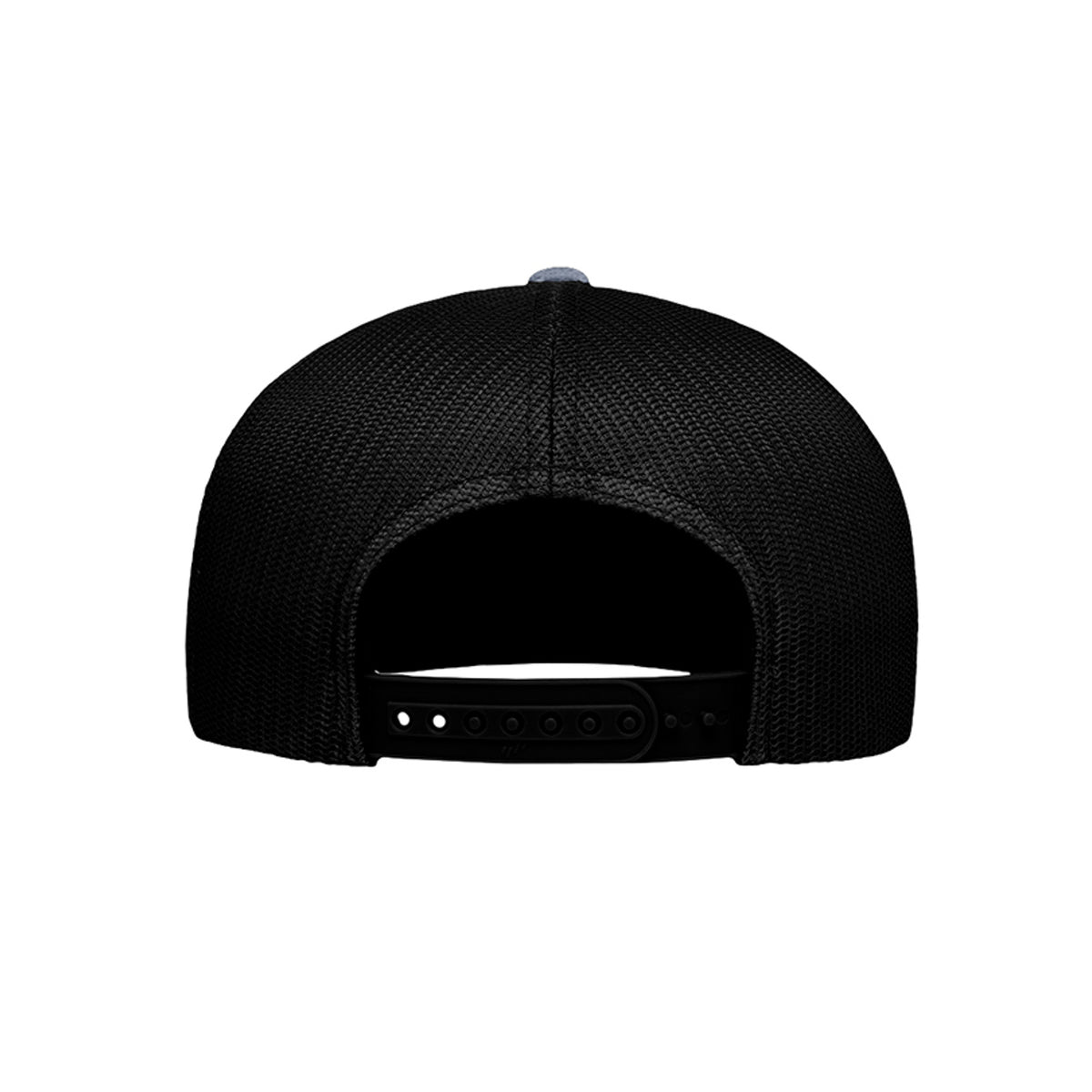 Maple Creek Acres High-Profile Trucker Cap in Heather Grey/Black — back view