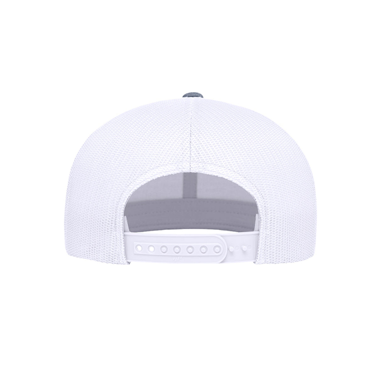 Maple Creek Acres High-Profile Trucker Cap in Heather Grey/White — back view