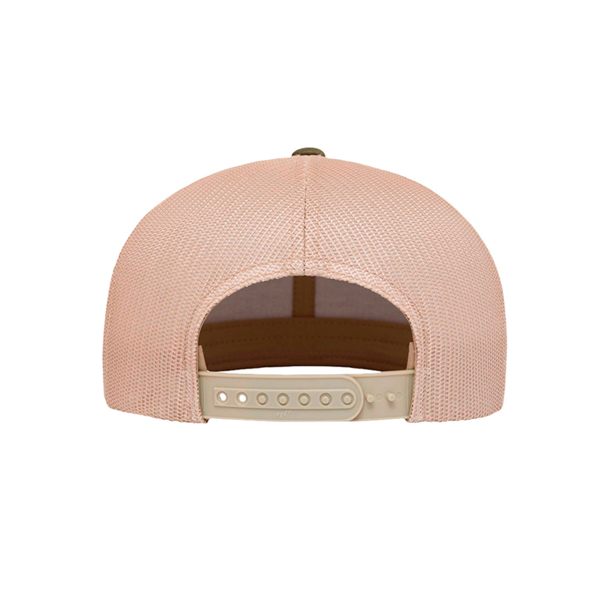 Maple Creek Acres High-Profile Trucker Cap in Moss Green/Khaki — back view