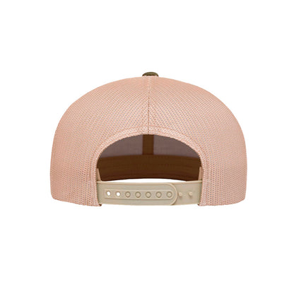 Maple Creek Acres High-Profile Trucker Cap in Moss Green/Khaki — back view