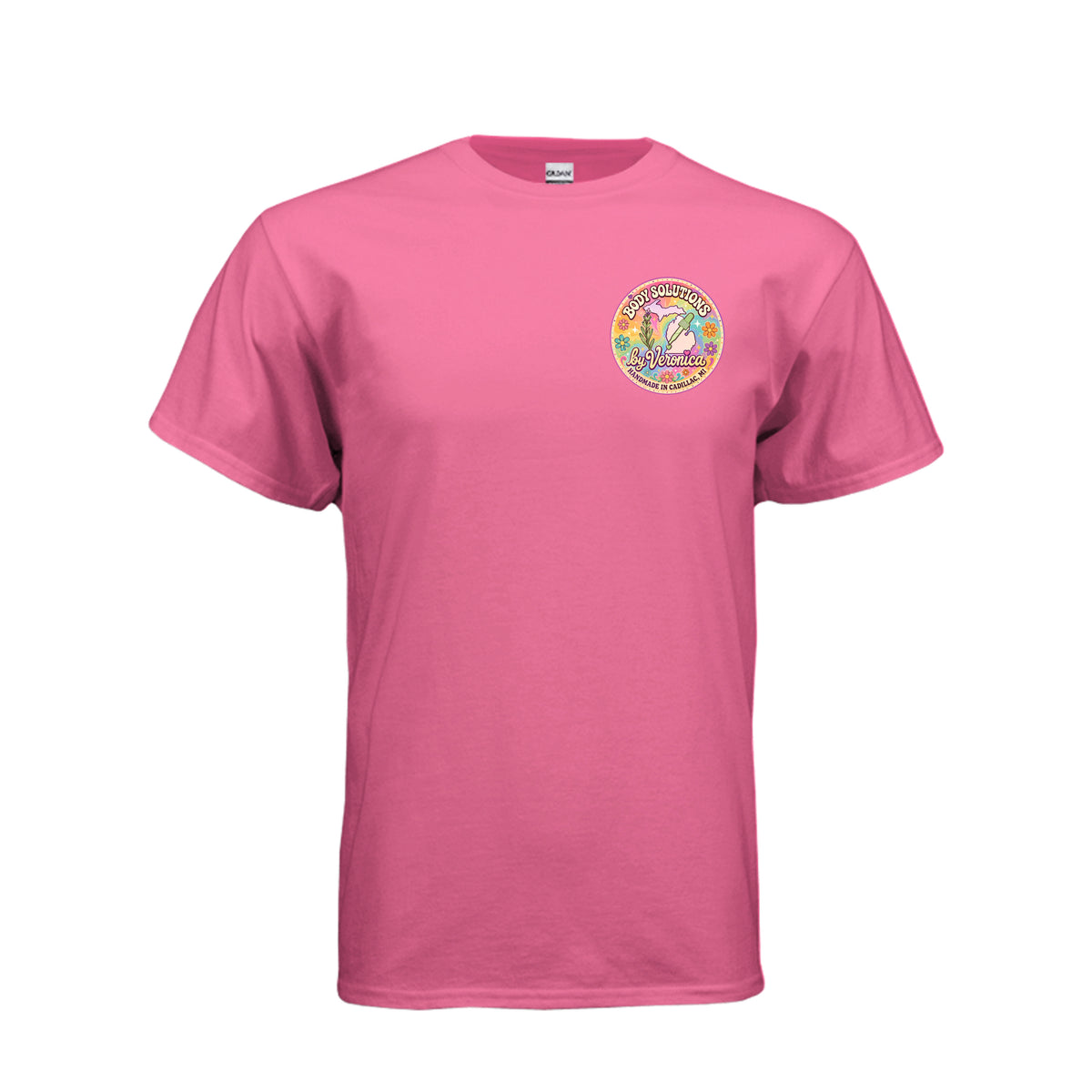 Body Solutions by Veronica Tee in Safety Pink — front view