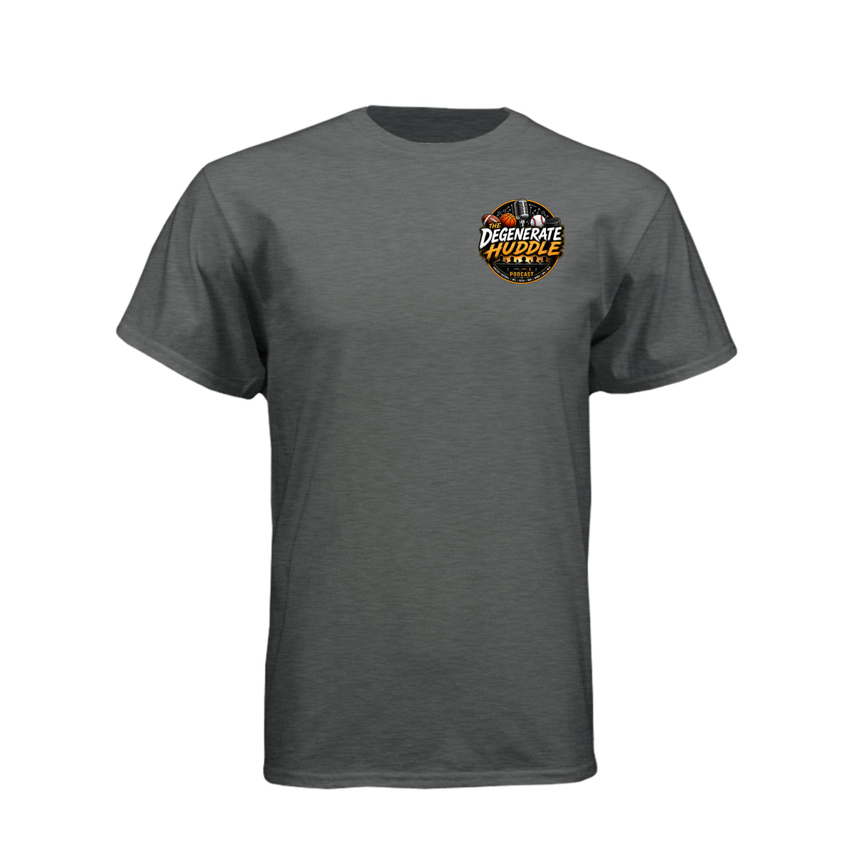 Degenerate Huddle Tee in Heather Heavy Metal – front view